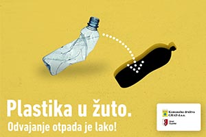 Ilustracija deponiranja plastike u žute spremnike za otpad