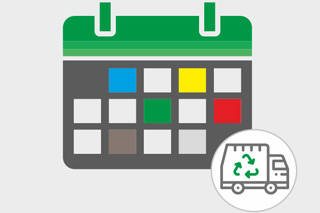 Ilustrativna slika stranice kalendara s oznakom kamiona za odvoz smeća