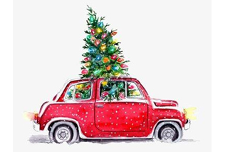 Slika automobila s božićnom jelkom